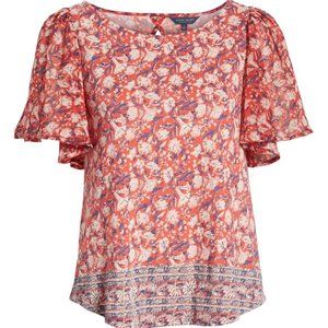 NWT Lucky Brand Flounce Floral Short Sleeve Top XS